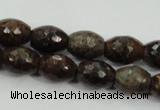 CBZ108 15.5 inches 10*13mm faceted rice bronzite gemstone beads