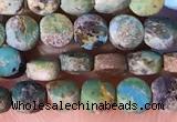 CCB1050 15 inches 4mm faceted coin turquoise beads