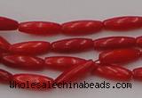 CCB131 15.5 inches 3*9mm rice red coral beads strand wholesale