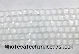 CCBS15 15 inches 12mm faceted square white crystal beads wholesale
