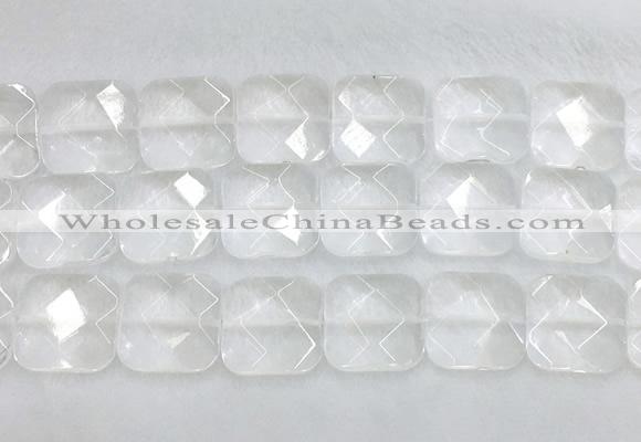 CCBS19 15 inches 20mm faceted square white crystal beads wholesale