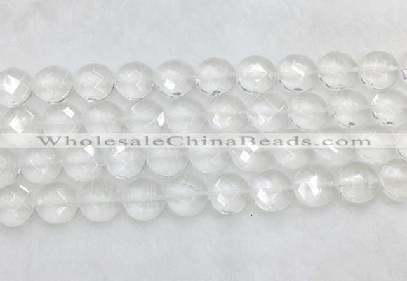 CCBS22 15 inches 14mm faceted coin white crystal beads wholesale