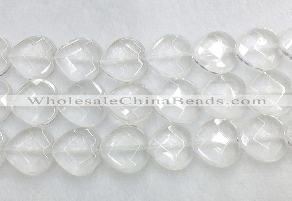 CCBS31 15 inches 20mm faceted heart white crystal beads wholesale