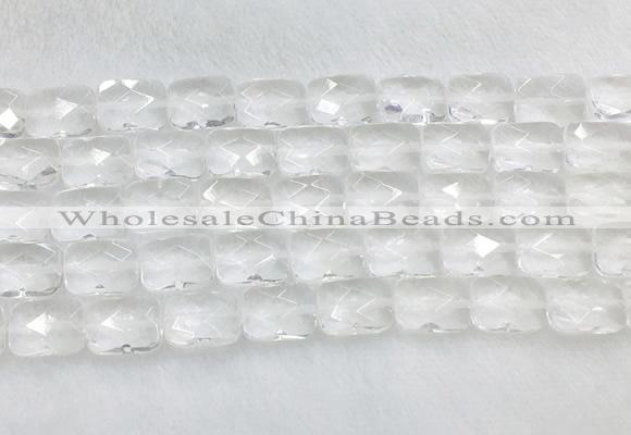 CCBS35 15 inches 12*16mm faceted rectangle white crystal beads wholesale