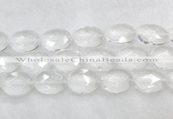 CCBS43 15 inches 15*20mm faceted oval white crystal beads wholesale