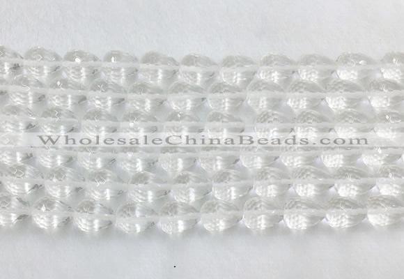 CCBS45 15 inches 8*12mm faceted teardrop white crystal beads wholesale