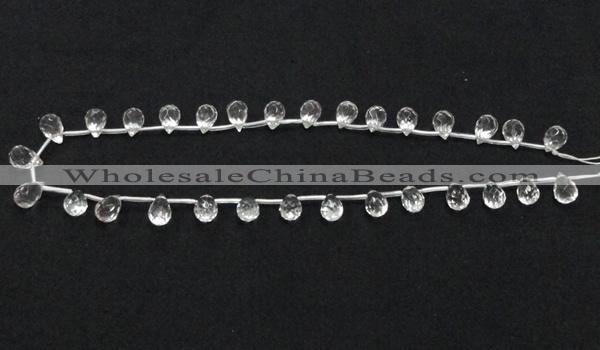 CCC231 8*12mm faceted teardrop grade AB natural white crystal beads