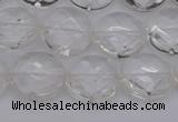 CCC503 15.5 inches 10mm faceted coin natural white crystal beads
