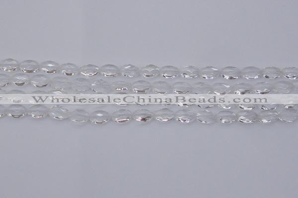 CCC512 15.5 inches 8*12mm faceted oval natural white crystal beads