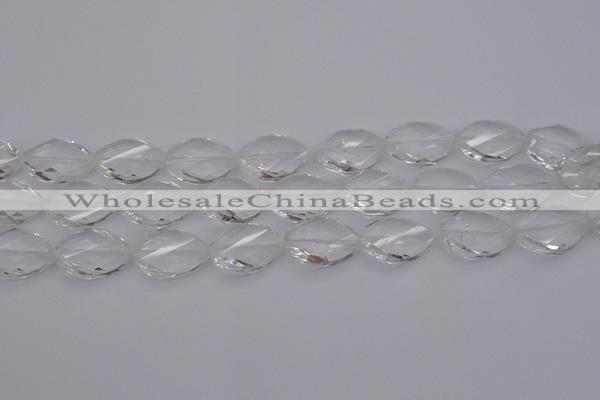 CCC525 15.5 inches 15*20mm twisted & faceted teardrop white crystal beads