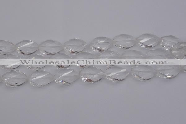CCC526 15.5 inches 18*25mm twisted & faceted teardrop white crystal beads