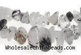 CCH08 35 inches black & white quartz rutilated chips beads