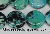 CCO154 15.5 inches 20mm flat round dyed natural chrysotine beads