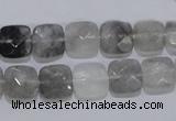 CCQ198 15.5 inches 10*10mm faceted square cloudy quartz beads