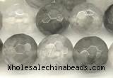 CCQ601 15 inches 8mm faceted round cloudy quartz beads