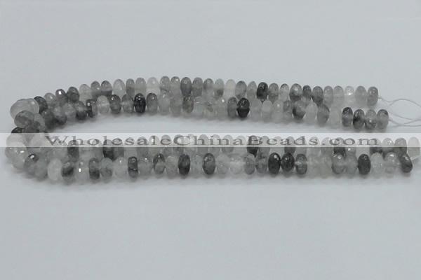 CCQ74 15.5 inches 7*10mm faceted rondelle cloudy quartz beads wholesale