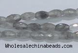 CCQ90 15.5 inches 6*10mm faceted rice cloudy quartz beads wholesale