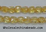 CCR14 15.5 inches 8*8mm faceted square natural citrine gemstone beads