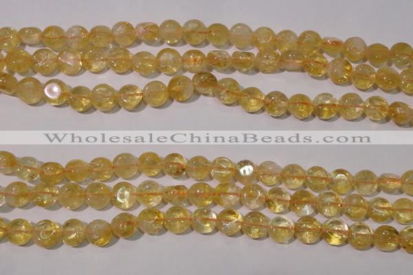 CCR231 15.5 inches 10mm flat round natural citrine gemstone beads