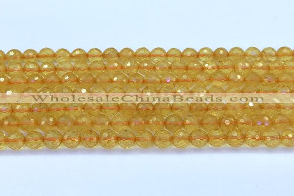 CCR385 15 inches 6mm faceted round citrine beads wholesale
