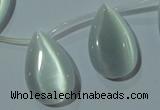 CCT1030 Top-drilled 14*22mm flat teardrop cats eye beads wholesale