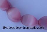 CCT25 14 inches 10*14mm twisted pink cats eye beads wholesale