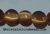 CCT488 15 inches 8mm flat round cats eye beads wholesale