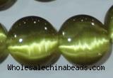 CCT573 15 inches 14mm flat round cats eye beads wholesale