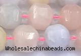 CCU1287 15 inches 9mm - 10mm faceted cube morganite beads