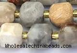 CCU1288 15 inches 9mm - 10mm faceted cube chrysanthemum agate beads