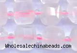 CCU1301 15 inches 9mm - 10mm faceted cube rose quartz beads