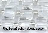 CCU1310 15 inches 7mm - 8mm faceted cube white crystal beads