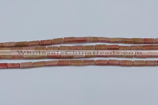 CCU717 15.5 inches 4*13mm cuboid pink wooden jasper beads wholesale