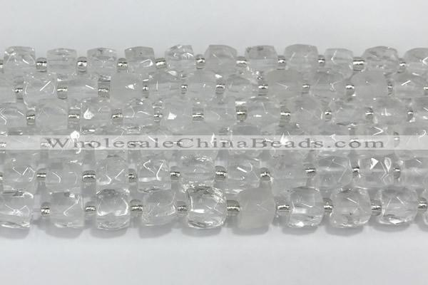 CCU750 15 inches 8*8mm faceted cube white crystal beads