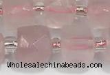 CCU753 15 inches 8*8mm faceted cube rose quartz beads