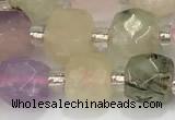 CCU754 15 inches 8*8mm faceted cube mixed quartz beads
