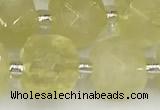 CCU774 15 inches 10*10mm faceted cube lemon quartz beads
