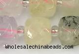 CCU778 15 inches 10*10mm faceted cube mixed quartz beads