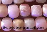 CCU807 15 inches 4mm faceted cube pink opal beads