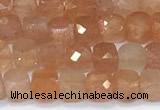 CCU849 15 inches 4mm faceted cube golden sunstone beads