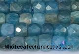 CCU853 15 inches 4mm faceted cube apatite beads