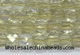 CCU861 15 inches 6mm faceted cube lemon quartz beads