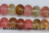 CCY207 15.5 inches 10*14mm faceted rondelle volcano cherry quartz beads