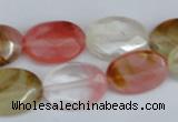 CCY230 15.5 inches 13*18mm faceted oval volcano cherry quartz beads