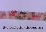 CCY624 15.5 inches 12mm round matte volcano cherry quartz beads