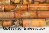 CDE1420 15.5 inches 4*13mm tube sea sediment jasper beads wholesale