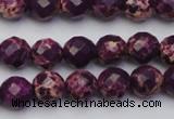 CDE2141 15.5 inches 8mm faceted round dyed sea sediment jasper beads