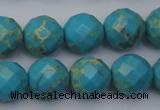 CDE2156 15.5 inches 18mm faceted round dyed sea sediment jasper beads