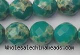CDE2177 15.5 inches 20mm faceted round dyed sea sediment jasper beads