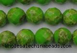 CDE2184 15.5 inches 14mm faceted round dyed sea sediment jasper beads